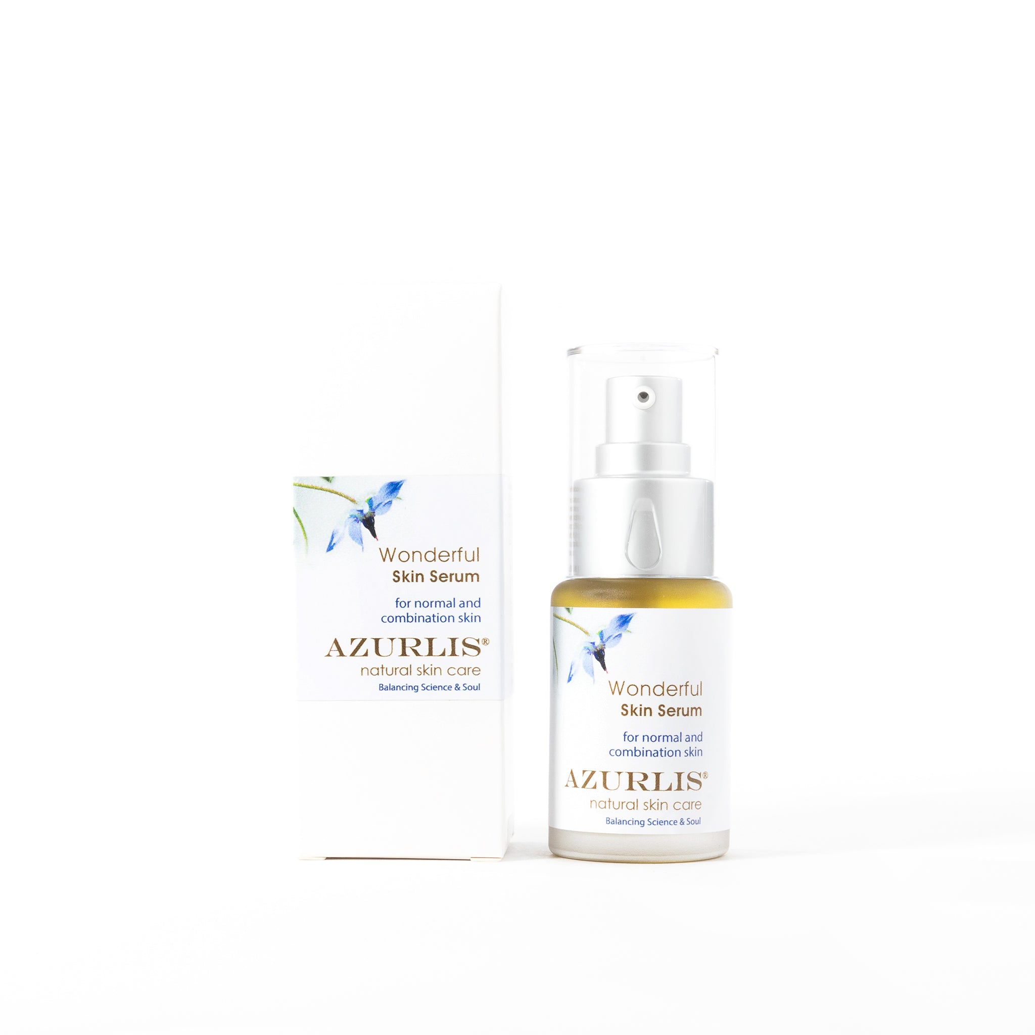Azurlis™ Wonderful Skin Serum 30ml For normal & combination skin.  A wonderful serum that can be used daily instead of your moisturiser. Feeds and protects the skin, while nurturing the germinal cellular layer.