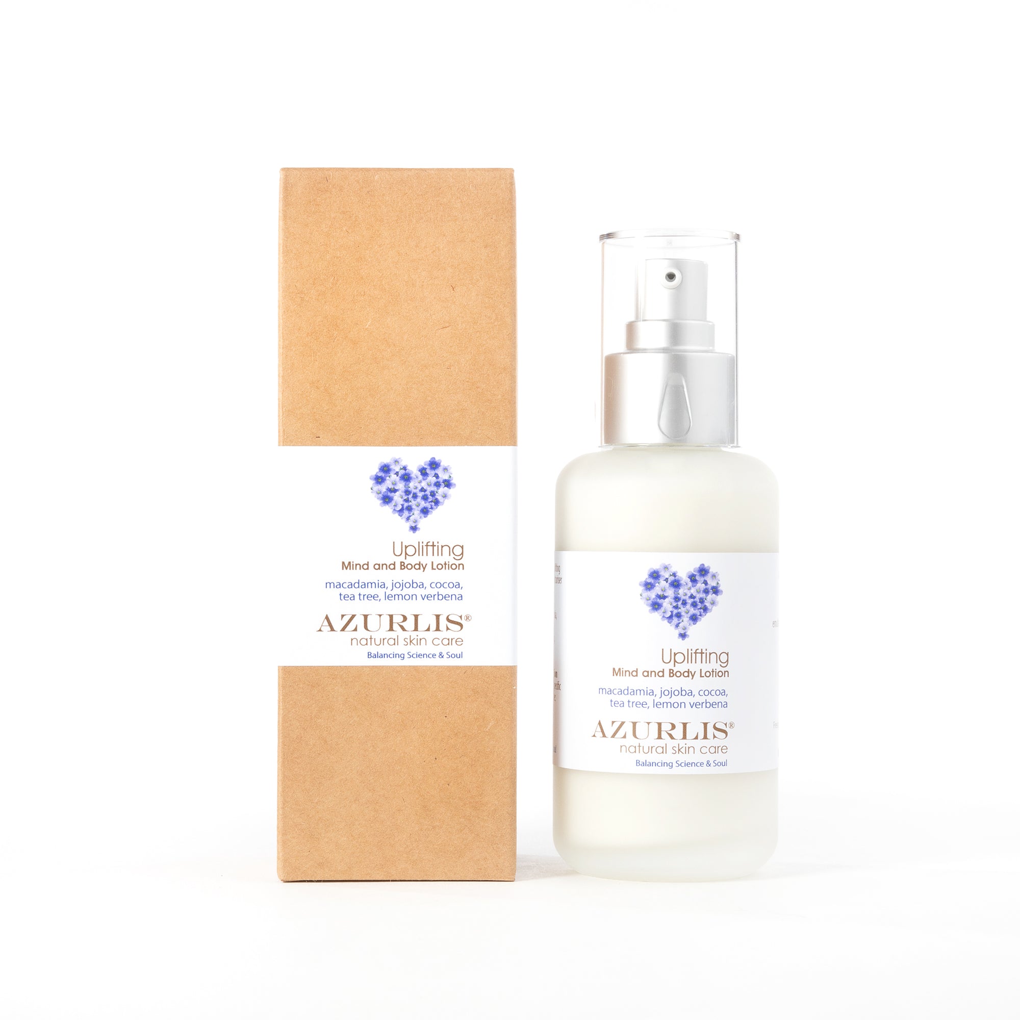 Box and Bottle of Azurlis Uplifting Mind and Body Lotion